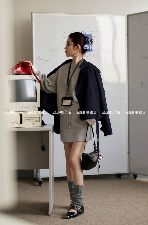 【门店同款】ENJOY春季“盐貌似糖”普洗蓝条纹翻袖外套 160793927 商品图1