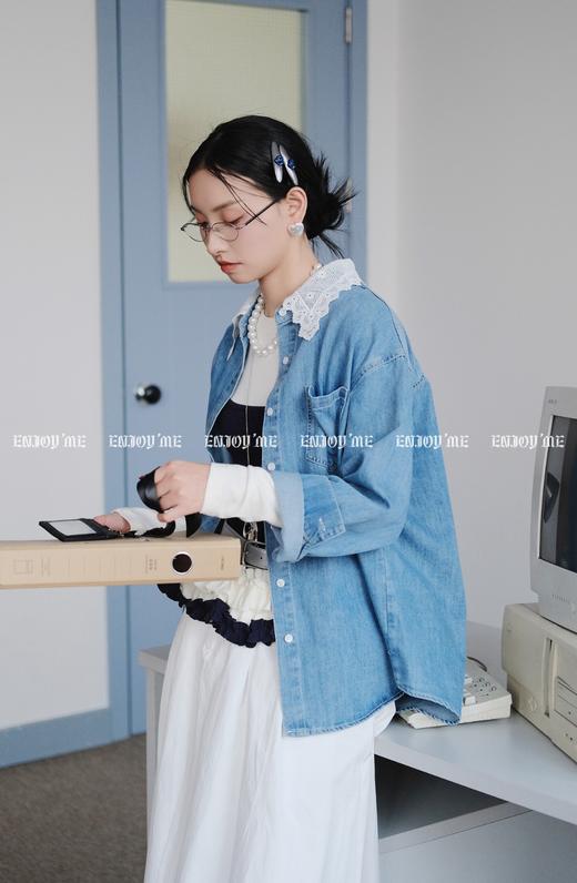 【门店同款】ENJOY春季盐貌似糖拼接蕾丝衬衫 161093578 商品图2