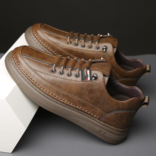 男士夏季真皮软面休闲运动板鞋男士春秋轻便软底开车皮鞋 商品图3