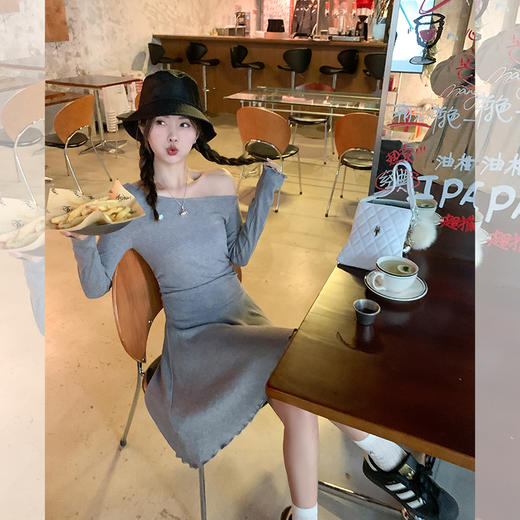 【129元任选2件】现货！纯欲斜肩连衣裙 商品图3