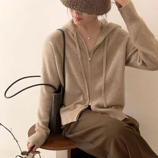 带帽山羊绒拉链外套 9621010007 商品图0