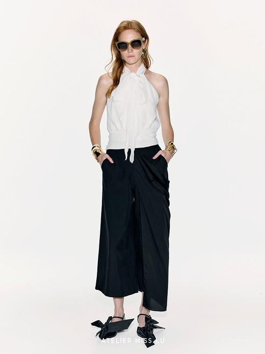 【琉璃之夜】长飘带设计桑蚕丝削肩上衣 商品图2