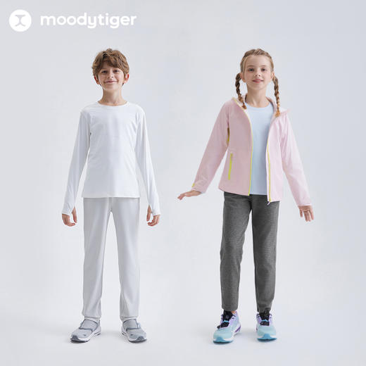 moodytiger儿童裤子25春新款男女童透气针织弹力运动裤【DR】 商品图4