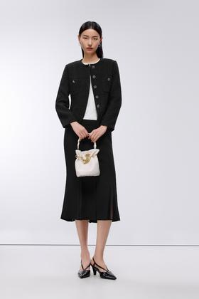 朗姿粗花呢短截上衣黑色LSJK00CCJ120B11