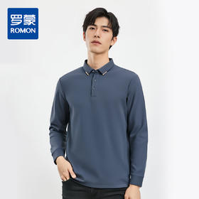 【双面含桑蚕丝】罗蒙男士春秋款经典polo衫男长袖t恤男polo衫男