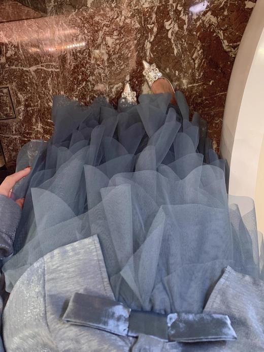 张心子【露台圆舞曲】温柔风不规则网纱半身裙 U2501032 商品图3