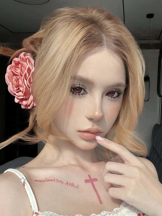 Hanawink 半年抛美瞳 哭哭奶酪红 直径14.5mm着色14.2mm 商品图2