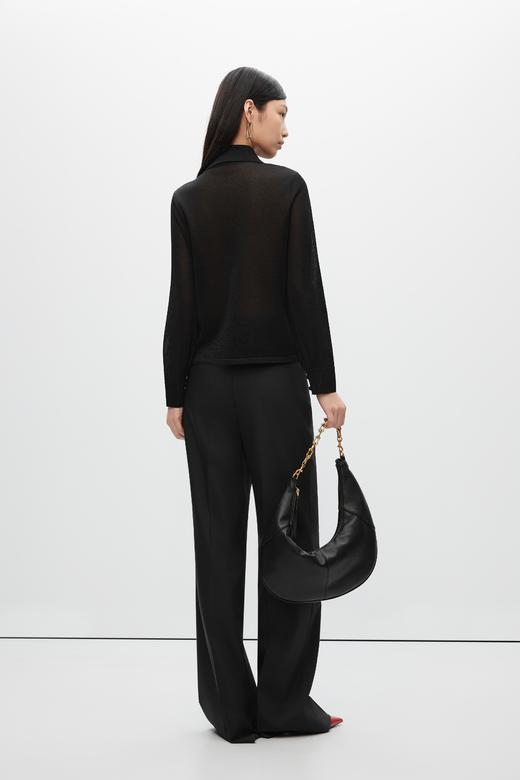 朗姿针织针织开衫夜幕黑色LSJK01KCD419B01 商品图1