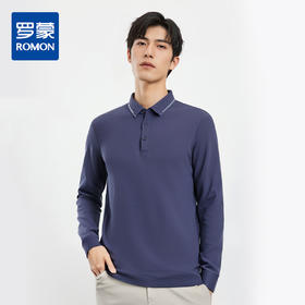 【撞色领】罗蒙春秋男士仿丝光polo衫男长袖t恤男商务男士polo衫长袖