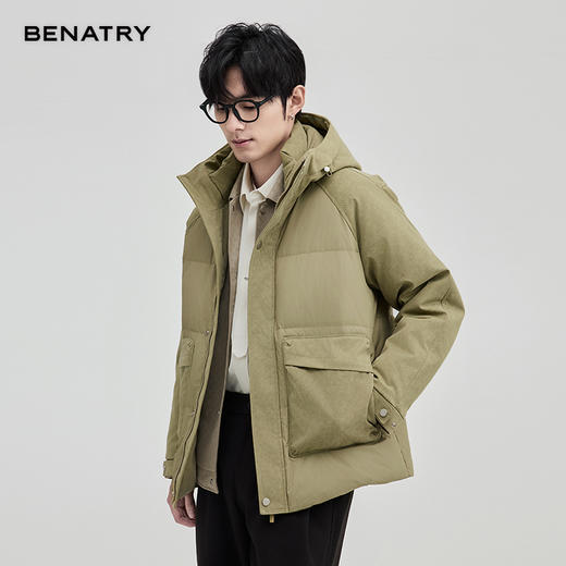 贝纳川大口袋插肩袖连帽男士羽绒服ECT405236 商品图1