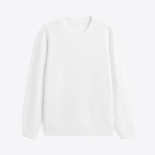 GXG男装 白色提花休闲圆领线衫 24年春季热卖GFX12000951 商品图4