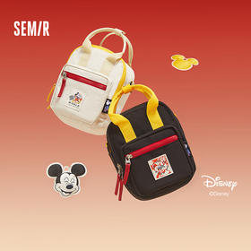 森马双肩包男迪士尼联名2025新款时尚撞色手提包情侣单肩斜挎包潮