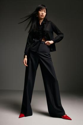 朗姿梭织裤子夜幕黑色LSJK01WPT107B01