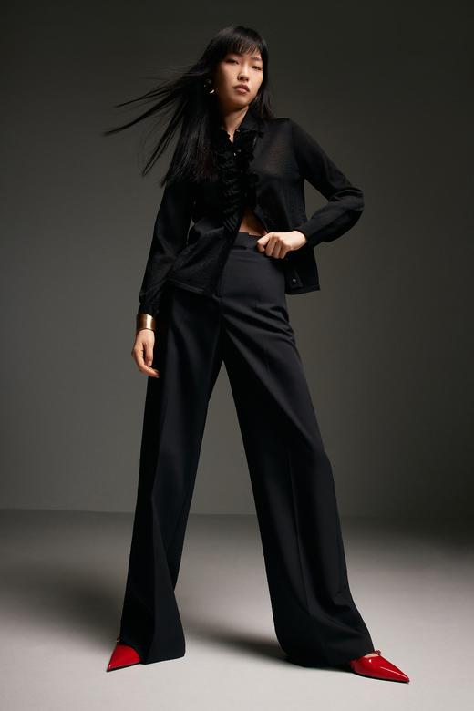 朗姿梭织裤子夜幕黑色LSJK01WPT107B01 商品图0