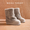 BeauToday 牛猄仿水貂毛 厚底增高雪地靴 堆堆靴[双色可选]08305 商品缩略图1