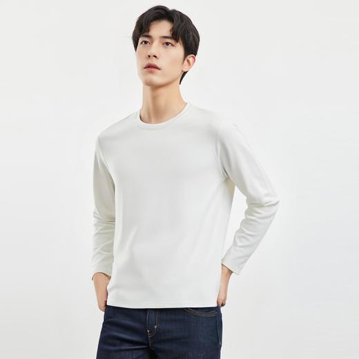 罗蒙男士加绒保暖秋冬长袖T恤含羊毛蚕丝双面磨毛长袖t恤男打底衫 商品图3
