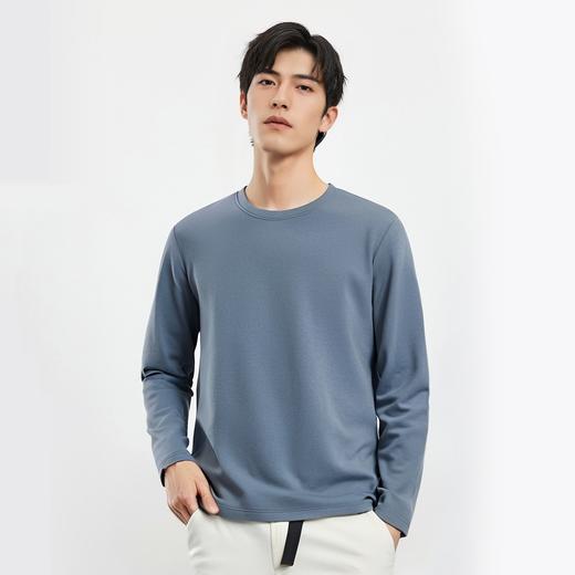 罗蒙男士加绒保暖秋冬长袖T恤含羊毛蚕丝双面磨毛长袖t恤男打底衫 商品图1