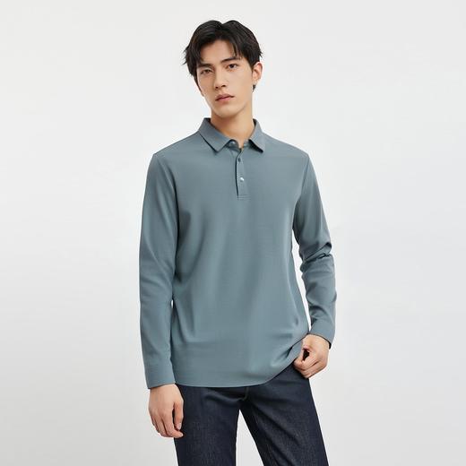 罗蒙男士秋冬保暖经典翻领Polo衫双面磨毛polo衫男长袖t恤男 商品图1