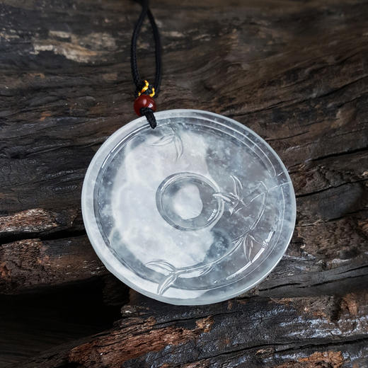 【天然正品】A货翡翠天然收藏级无纹裂高冰种老坑木那雪花棉观音（平安、守护）吊坠项链54.7*6.8MM（皆取最大值）中性款现售价：58800！220125AH24 商品图4
