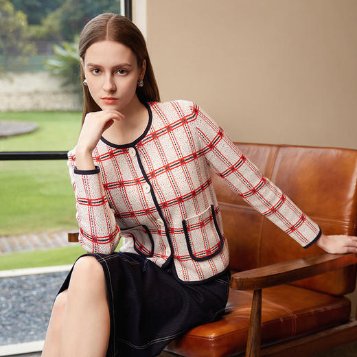 【小香风针织条纹针织外套】25年春季新品女士条纹撞色圆领针织外套 商品图3