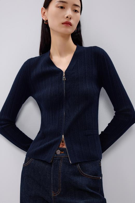 朗姿	针织针织开衫月夜深蓝色LAJK04KCD439A21 商品图7