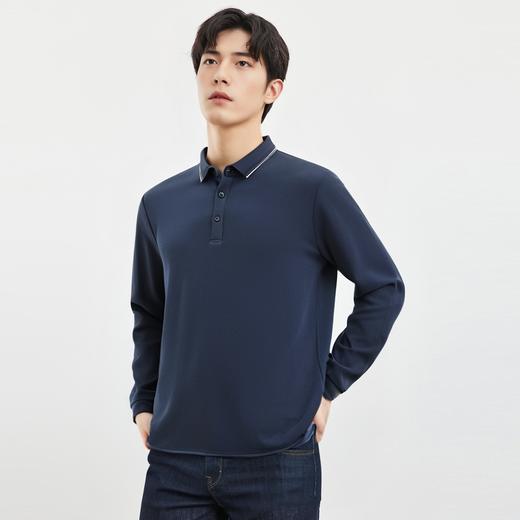 【桑蚕丝混纺】罗蒙春秋男士商务polo衫男长袖时尚舒适翻领百搭长袖t恤男 商品图3