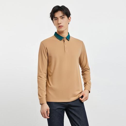 【撞色领】罗蒙春秋男士仿丝光polo衫男长袖t恤男商务男polo衫长袖 商品图2