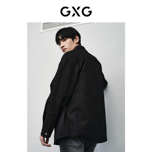 GXG男装 黑色提花肌理感衬衫 春季热卖GFX10301001 商品图3