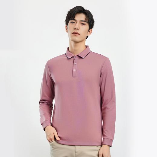 罗蒙男士秋冬保暖Polo衫含羊毛蚕丝双面磨毛撞色领商务长袖polo衫男t恤 商品图1