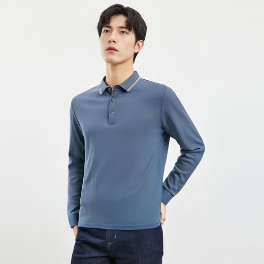 【7A抗菌】罗蒙春秋男装长袖POLO衫男士撞色领商务休闲打底长袖翻领男T恤 商品图1
