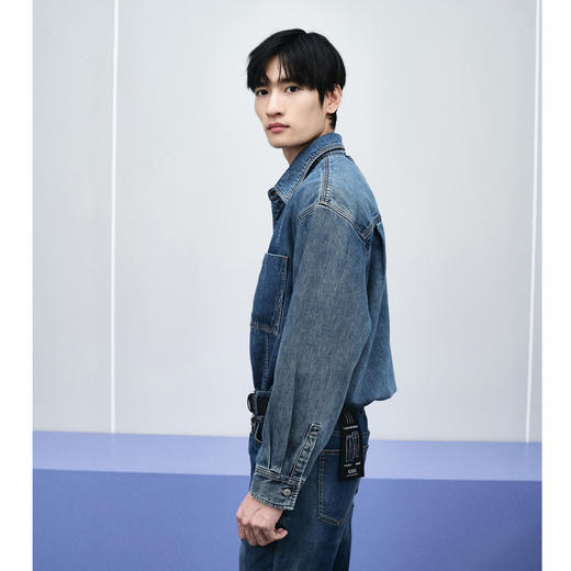 GXG男装 牛仔蓝水洗牛仔衬衫 24年春季热卖GFX1E900561 商品图2