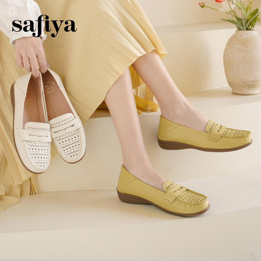 Safiya/索菲娅2025春百搭一脚蹬镂空软底浅口休闲坡跟单鞋 SFD1111127 商品图0