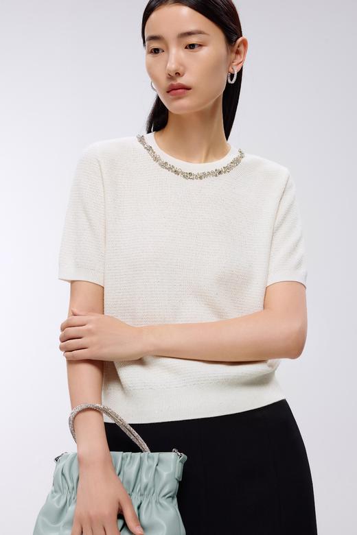 朗姿	针织套头衫白色 LSJK03KPR779W11 商品图3