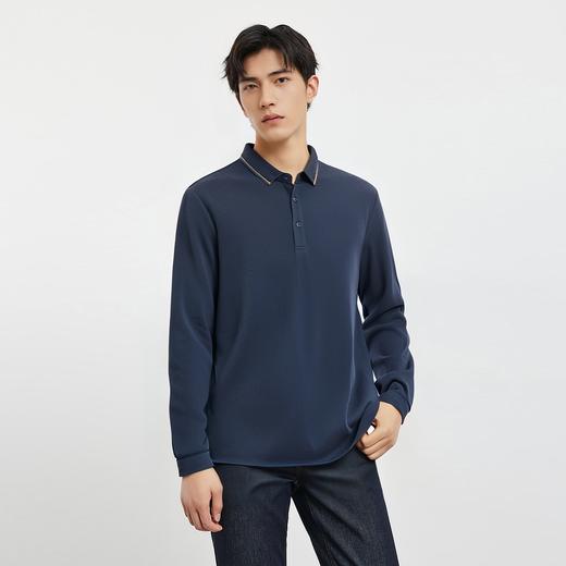 【桑蚕丝混纺】罗蒙春秋男士商务polo衫男长袖时尚舒适翻领百搭长袖t恤男 商品图2