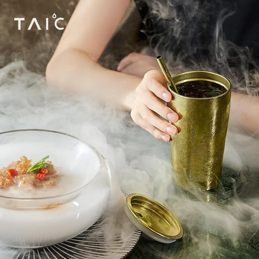 TAIC 太可钛度纯钛水杯带盖带吸管敞口杯茶杯双层真空防烫隔热咖啡杯 商品图0