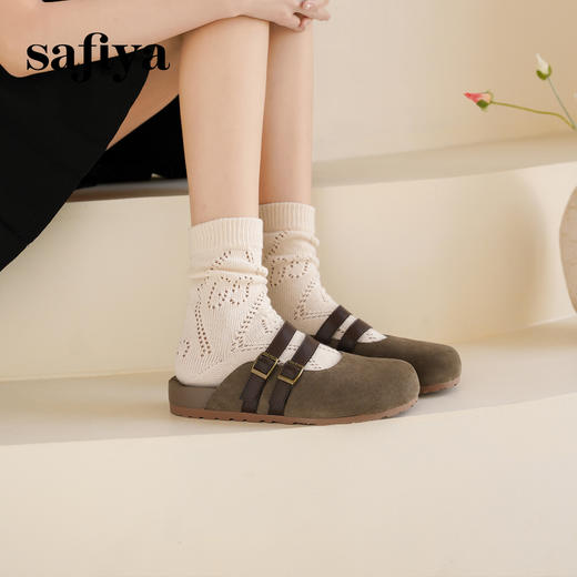 Safiya/索菲娅2025咖啡庄园复古软底休闲外穿舒适勃肯凉拖 SFD1110402 商品图5