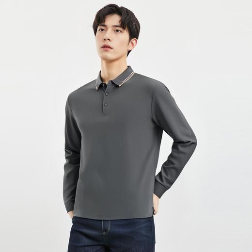 【华夫格】罗蒙春秋款男士抗皱免烫polo衫男长袖t恤男商务男士polo衫 商品图2