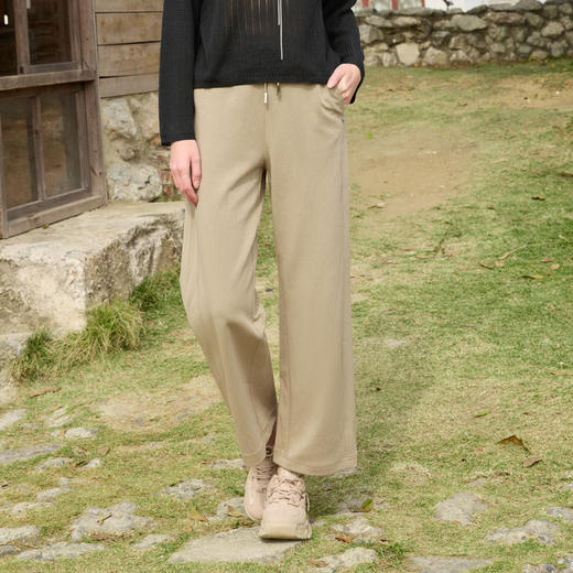 半身缘女裤 春季垂感显高显瘦松紧腰针织拖地裤251102U10302745 商品图0