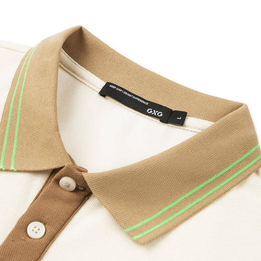 GXG男装 撞色拼接领口精致绣花休闲情侣短袖Polo衫男 商品图2