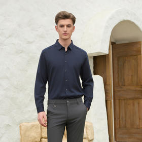 半身缘男装 春季简约时尚透气亲肤舒适无缝衬衫261312M01012054