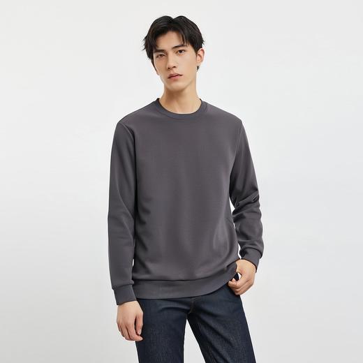 【桑蚕丝混纺】罗蒙春秋经典圆领纯色卫衣男士舒适休闲百搭卫衣长袖T恤上衣男 商品图2