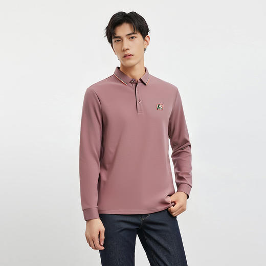 【双面含桑蚕丝】罗蒙春秋男士长袖polo衫绣花t恤百搭舒适男长袖上衣 商品图1