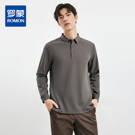 【双面含桑蚕丝】罗蒙男士经典polo衫男长袖t恤男春秋男士polo衫 商品图0