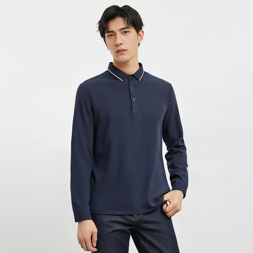 【双面含桑蚕丝】罗蒙男士经典polo衫男长袖t恤男春秋男士polo衫 商品图3