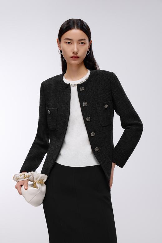 朗姿粗花呢短截上衣黑色LSJK00CCJ120B11 商品图2