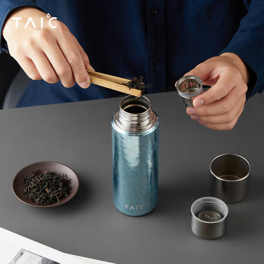 TAIC太可纯钛保温水杯焖泡茶杯带茶隔茶水分离便携茶杯礼盒包装 商品图4
