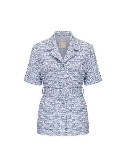 【航海上尉】可调节腰带设计小香风短袖上衣 商品图4