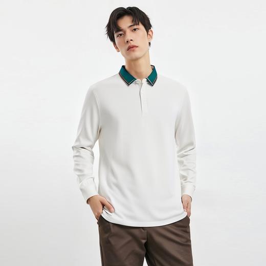 【撞色领】罗蒙春秋男士仿丝光polo衫男长袖t恤男商务男polo衫长袖 商品图1