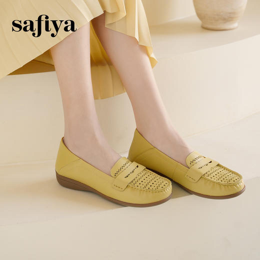 Safiya/索菲娅2025春百搭一脚蹬镂空软底浅口休闲坡跟单鞋 SFD1111127 商品图3