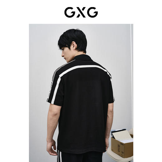 GXG男装 黑色通勤短袖POLO衫 2024年春季热卖GFX12400301 商品图3